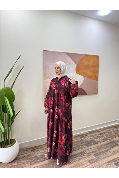İLGEN FASHİON Bahar Çiçekli Modal Elbise-Oversize-Tesettür & Uzun Yazlık Elbise