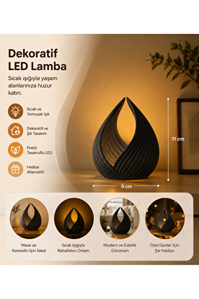 zulya Modern Dekoratif LED Mumluk – Minimal Tasarım Sıcak Ortam Aydınlatması ...