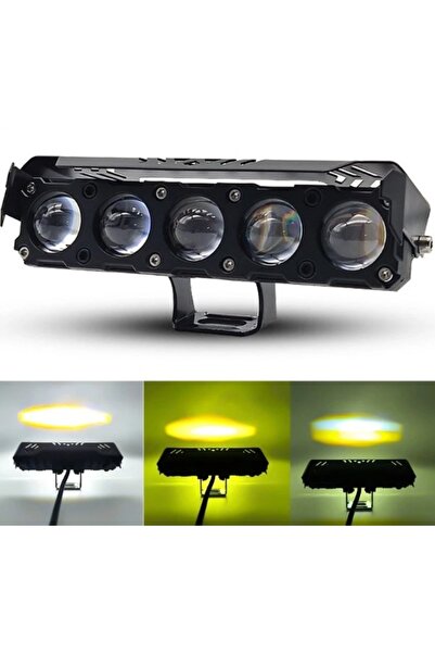 AHMET OTOMOTİV (1 adet) Led Spot Işık Ve Sarı Beyaz Projektör Lens 4 Gözlü Ça...