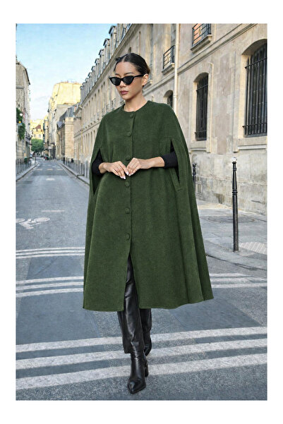 LC Waikiki Nevavm Women's Casual Sleeveless Loose Khaki Cashmere Poncho with ...