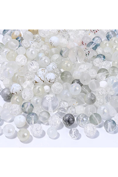 Choice5 White 50g Assorted Glass Beads Cracked Spacer Beads Set Craft Beading...