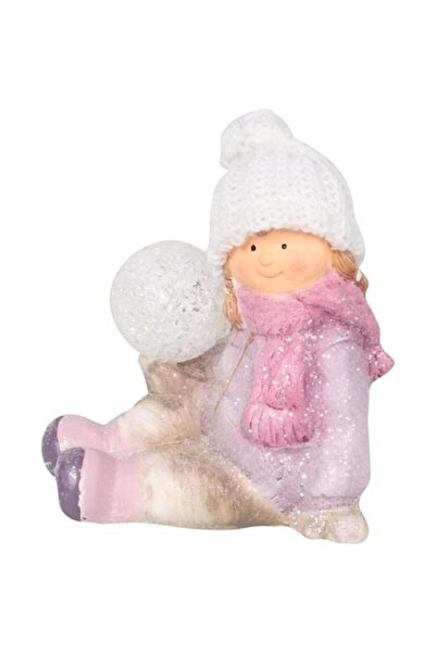 Goliat Figurină ceramică, fată cu bilă luminoasă, 17cm