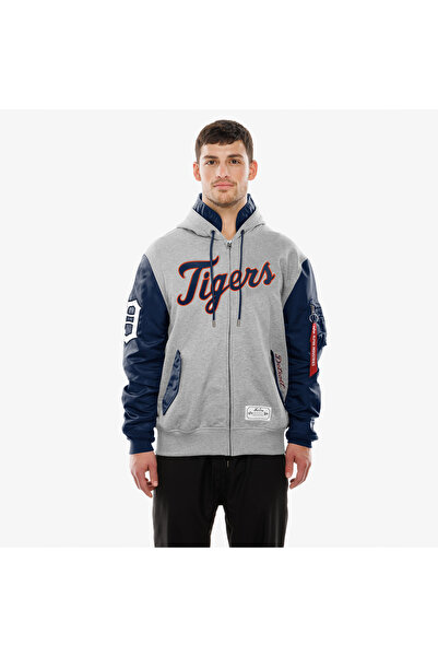 NEW ERA سويت شيرت رمادي اللون للرجال من Alpha Industries x Detroit Tigers MA-...