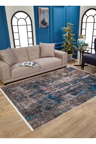 halinet Halı.Net Anthracite Vintage Antique Washable Non-Slip Living Room Car...