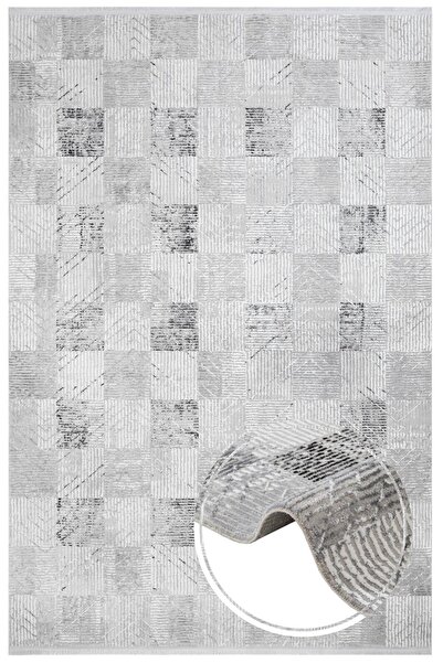 halinet Halı.Net Anthracite Modern Washable Non-Slip Living Room Carpet Nxs-M...