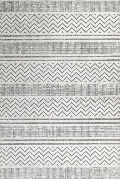 Bespoky Beyaz Modern Geometrik Yıkanabilir Kaymaz Salon Halısı Krm_Sumer-009A