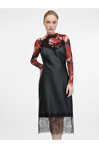 ORSAY Black leatherette midi dress