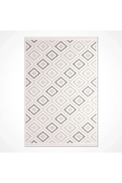 halinet Halı.Net White Modern Washable Non-Slip Living Room Carpet Cr-Almira-...