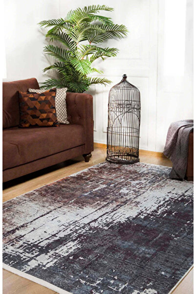 halinet Halı.Net Anthracite Modern Washable Non-Slip Living Room Carpet Haln-...