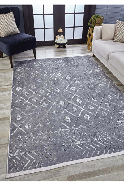 halinet Halı.Net Anthracite Modern Washable Non-Slip Living Room Carpet Haln-...