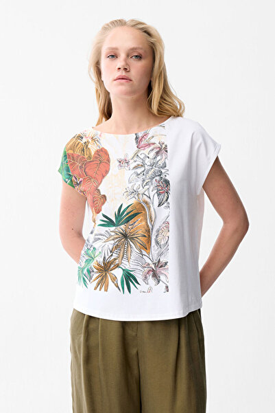 Love My Body Ekru Baskılı T-shirt