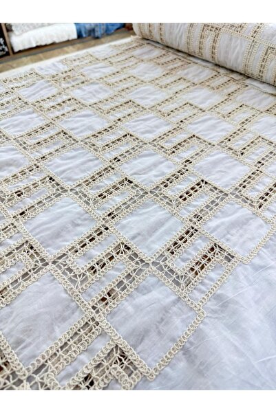 METERİAL 100% Cotton Lace Detailed Scallop Fabric - 135 cm Wide