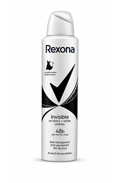 Rexona Invisible Black + White 150 ml spray deodorant, antiperspirant 48h, fă...