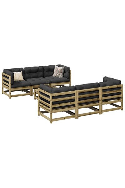 vidaxl Set canapea de gradina, 7 piese, lemn de pin tratat