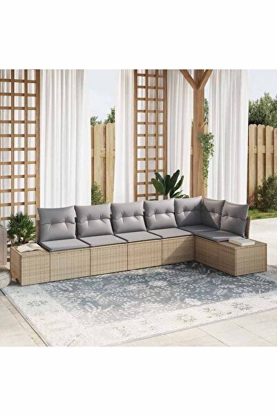 vidaxl Set de canapele pentru gradina 6 pcs Beige È™i gri deschis