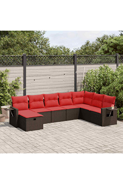 vidaxl Set canapele de gradina cu perne, 8 piese, maro, poliratan