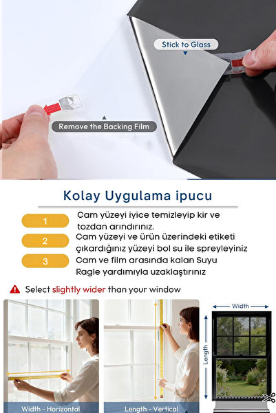 Technojet 50x100 cm Grey Silver Aynalı Cam Filmi Statik UV Güneş Koruyucu Cam Kaplama