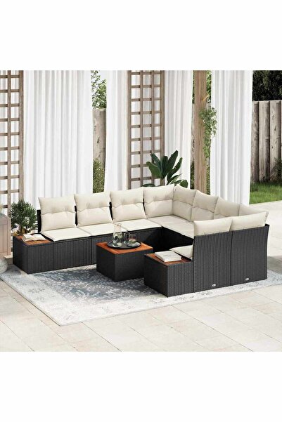 vidaxl Set de canapele pentru gradina 9 pcs Negru Rattan poli
