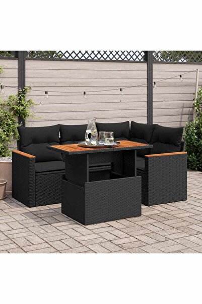 vidaxl Set mobilier de gradina cu perne, 5 piese,poliratan/lemn acacia