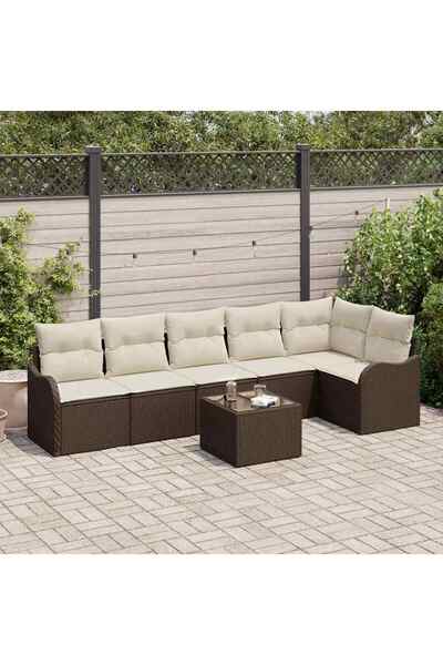 vidaxl Set de canapele pentru gradina 7 pcs Gri poliratan