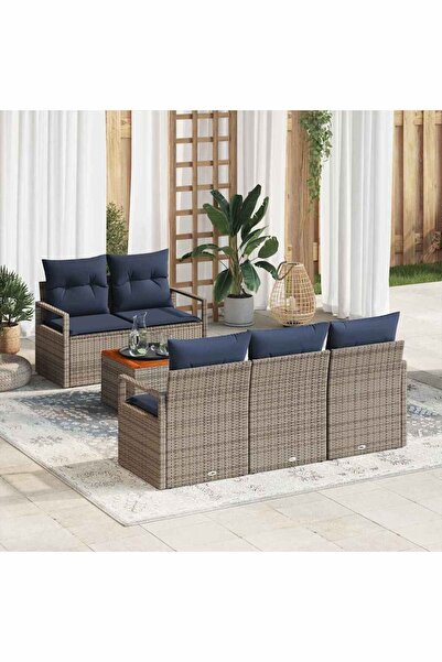 vidaxl Set de canapele pentru gradina cu perna 6 pcs Gri poliratan