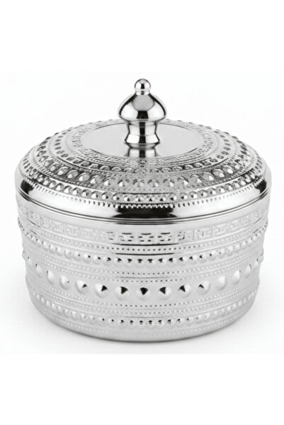 AKDC Verucci Premium White Ceramic Dates Serving Bowl with Silver Embossed Me...