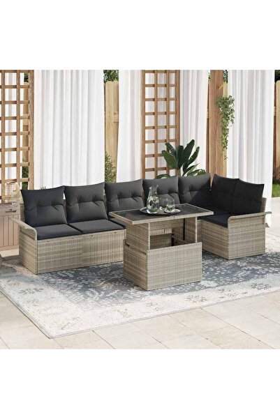 vidaxl Set de canapele pentru gradina 7 pcs Gri deschis poliratan