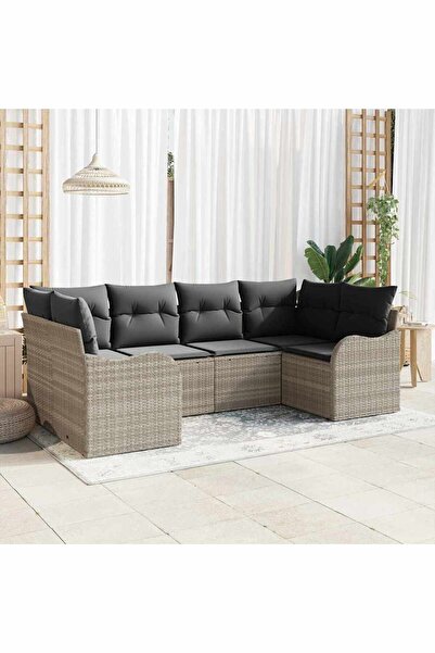 vidaxl Set de canapele pentru gradina 6 pcs Gri deschis Rattan poli