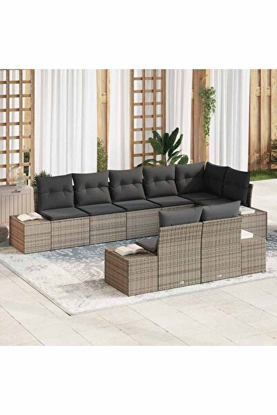 vidaxl Set de canapele pentru gradina 8 pcs Gri Rattan poli