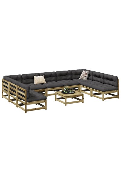 vidaxl Set canapea de gradina, 10 piese, lemn de pin tratat