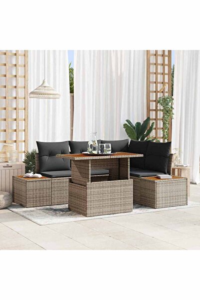 vidaxl Set de canapele pentru gradina 5 pcs Gri Rattan poli