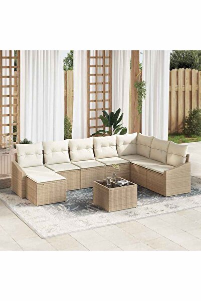vidaxl Set de canapele pentru gradina 8 pcs Bej È™i crem poliratan