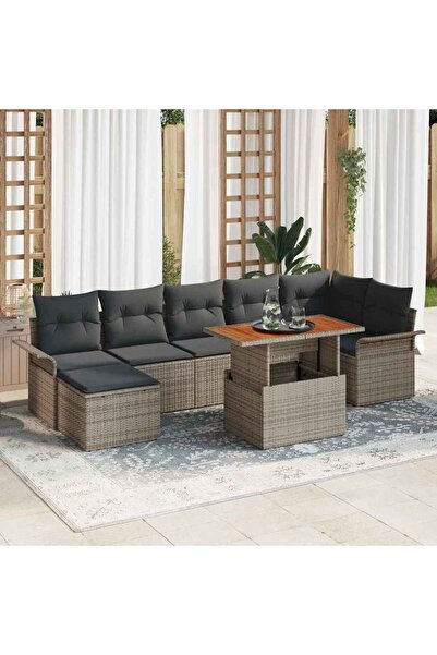 vidaxl Set de canapele pentru gradina 8 pcs Gri Rattan poli