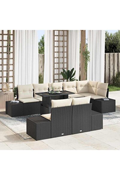 vidaxl Set de canapele pentru gradina 9 pcs Negru Rattan poli