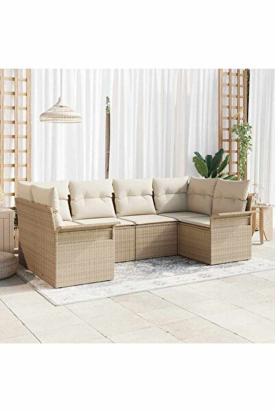 vidaxl Set de canapele pentru gradina 6 pcs Bej Rattan poli
