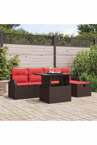 vidaxl Set de canapele pentru gradina cu perna 6 pcs Maro poliratan