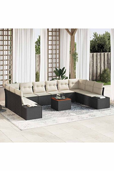 vidaxl Set de canapele pentru gradina 11 pcs Negru È™i alb