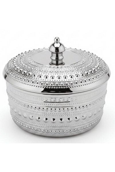 AKDC Verucci Elegant White Ceramic Dates Bowl with Silver Metal Stand & Lid –...