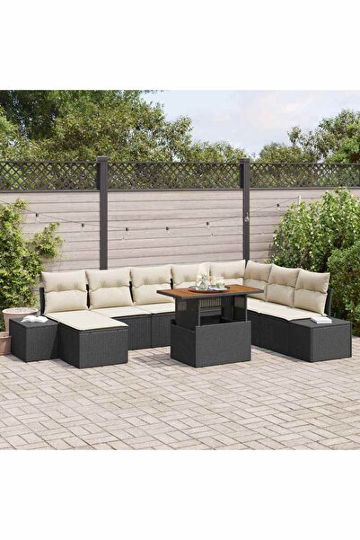 vidaxl Set de canapele pentru gradina 9 pcs Negru Rattan poli