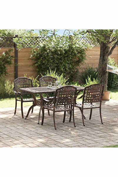 vidaxl Set de masa pentru gradina 5 pcs Bronz Aluminiu