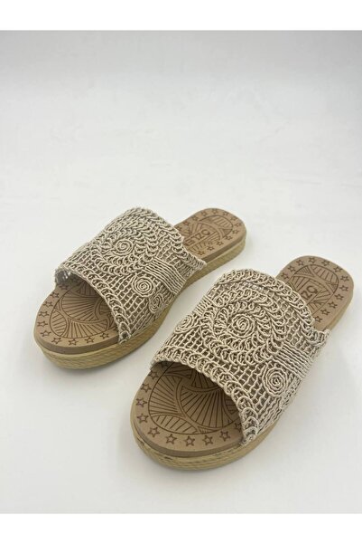 Özlem Knitted Embroidered Women's Slippers