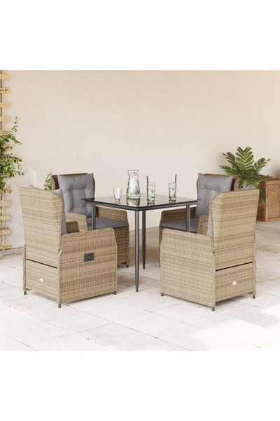 vidaxl Set mobilier de gradina cu perne, 5 piese, bej, poliratan