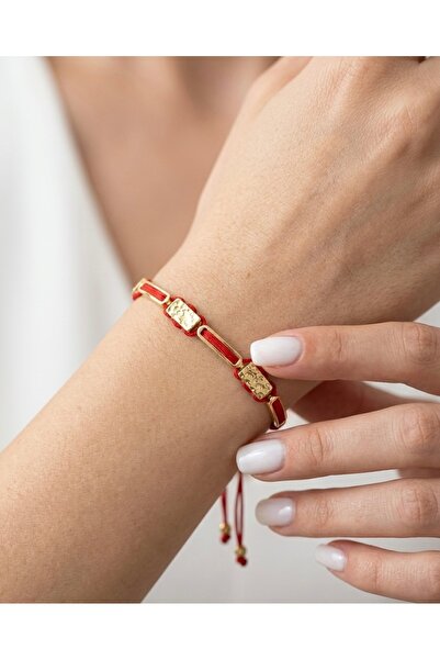 Glowisters Jewelry Kadın Özel Seri Minimal Gold Dikdörtgen Plaka Detaylı Ayar...