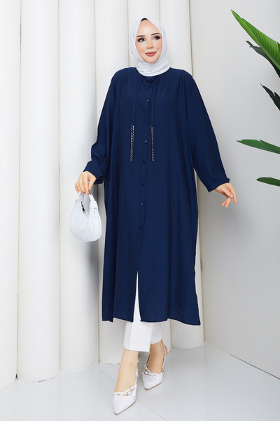 Pamuk Butik Kadın Büyük Beden Zincir Detaylı Yandan Cepli Kap