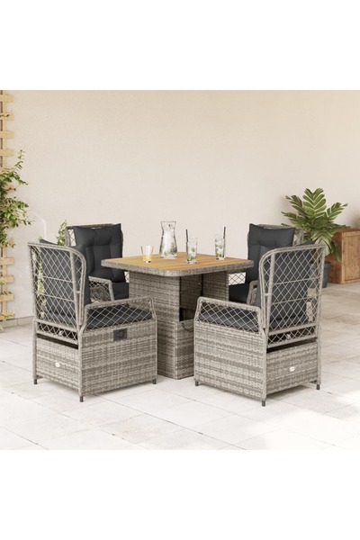 vidaxl Set mobilier de gradina cu perne, 5 piese, gri, poliratan