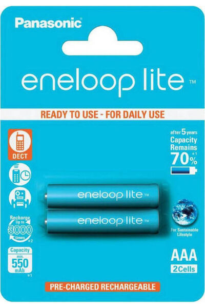 PANASONIC Eneloop lite BK-4LCCE/2CP – Επαναφορτιζόμενες Μπαταρίες AΑΑ (2 τμχ)