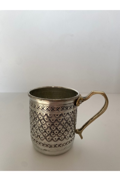 SEDİRHOME 1 adet Elde Dövme İşlemeli Kulplu Bakır kupa - Otantik Ayran ve Sun...