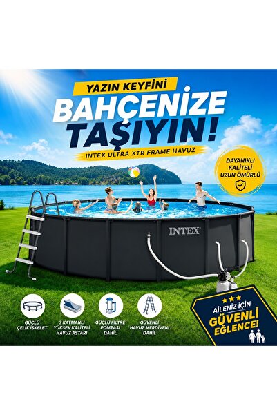 Intex 26330NP Ultra XTR Yuvarlak Prefabrik Aile Havuzu 549cmx132cm Merdiven+F...