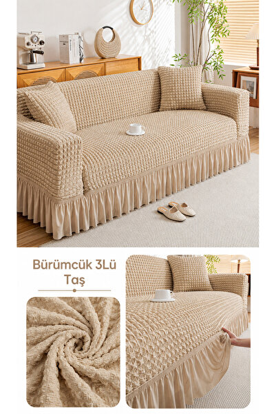 ELHAS Bürümcük 3-Person Sofa Cover. Skirted Sofa Cover. Sofa Bed Cover. (1 Pi...
