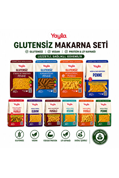 Yayla Glutensiz Makarna Seti Karışık Paket | Vegan Yüksek Proteinli Çeşitler